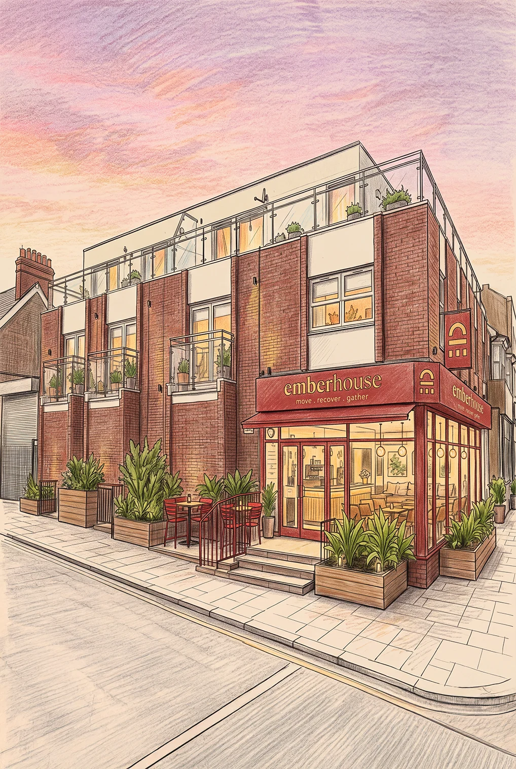 Sketch of Ember House on Portland Road, Hove
